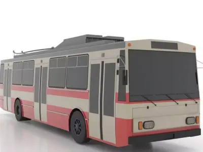 Trolleybus Skoda-14Tr Low Low-poly 3D model