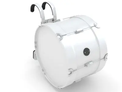 Marching bass drum with carrier pure white 3D model purchase