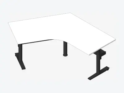 Desk - Single - Officetec - Modela - 120 Deg - Adjustable Height Low-poly 3D model