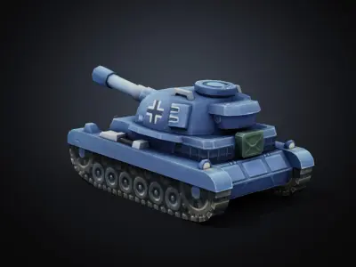 Hand-painted Q-version Tiger Tank 3D Model Low-poly 3D model