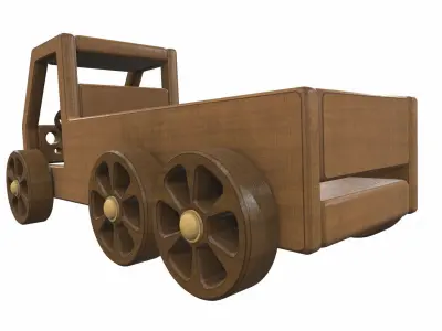 Wooden car toy truck 1 Free 3D model