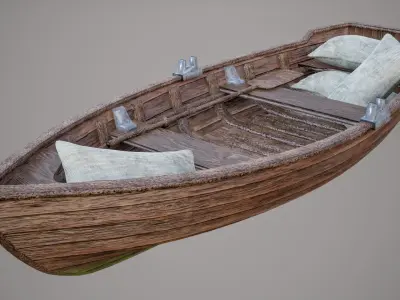Wooden Old Boat PBR Low-poly 3D model
