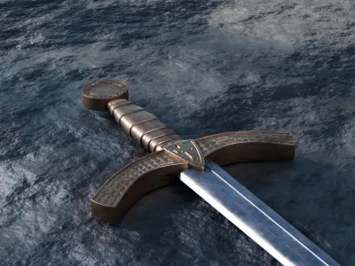 Antique sword engraved Free low-poly 3D model