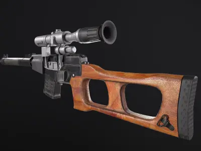 Russian  USSR sniper rifle VSS Vintorez Low-poly 3D model