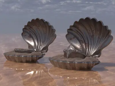 Rustic Bracelets Collection - Seashell Jewelry Box  Low-poly 3D model