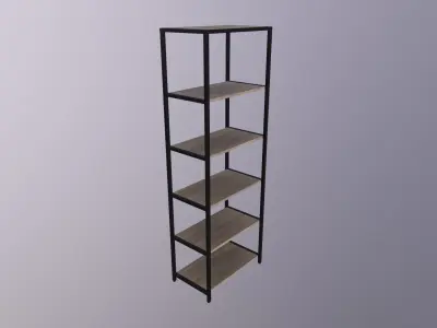 Bookcase furniture industrial wood metal  Low-poly 3D model