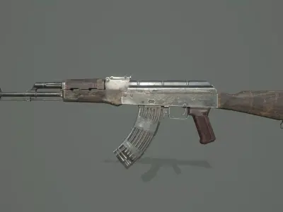 AK-47 silver sword Low-poly 3D model