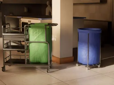 Waste Trolley - PBR Game Ready - LOW POLY Low-poly 3D model