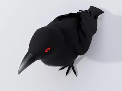 Raven crow cartoon 3d model  Low-poly 3D model