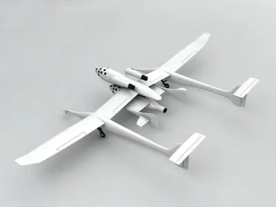 SpaceShipOne airplane with two propellers Low-poly 3D model