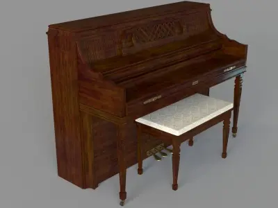 Kimball Artist Console Upright Piano 80 Antique Walnut 3D model