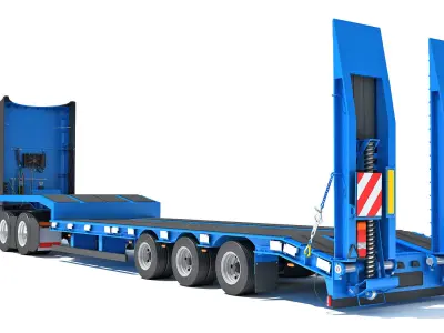 Truck with Platform Trailer 3D model get