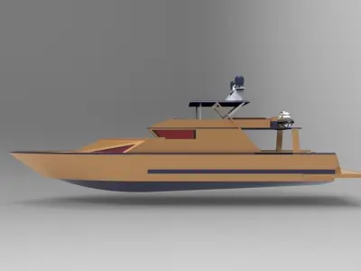 gold yacht 3D model by octagram14