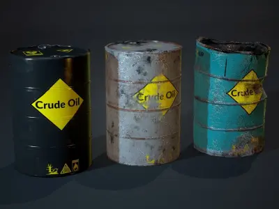 Low-poly game-ready barrels models Low-poly 3D model