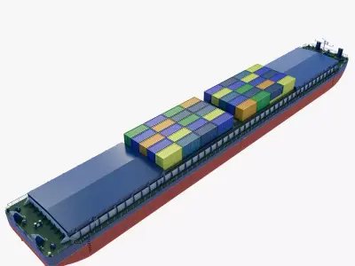 Cargo Barge Loaded with Containers or Grain 3D model