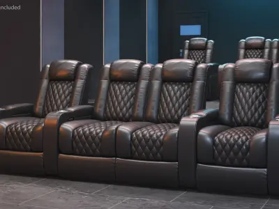 Home Theater Seating Row of 4 Pieces Black 3D model