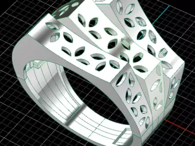2 part gold ring  3D print model