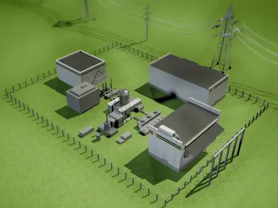 Electricity Transmission Line Low-poly 3D model
