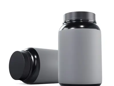 Plastic Whey Supplement Pot Packaging 3D Model 3D model