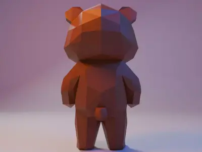 Low Poly Stylized Standing Teddy Bear Low-poly 3D model