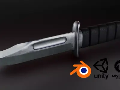 Kabar Combat Knife  Low-poly 3D model purchase