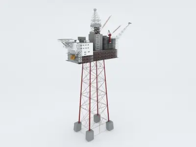 Ringhorne Offshore Oil platform Low-poly 3D model