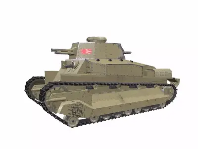 Type 89 I-Go Japan Medium Tank PBR Low-poly 3D model