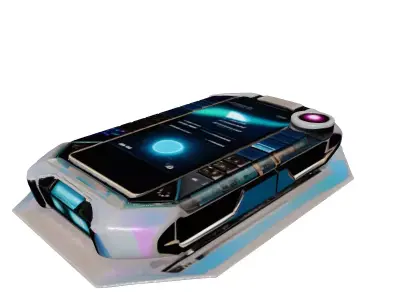 Sleek SciFi Datapad with Cracked Hologram 3D model