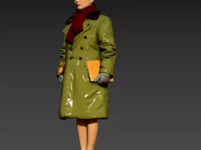 44 - Female Instructor Wearing Military Coat 3D model
