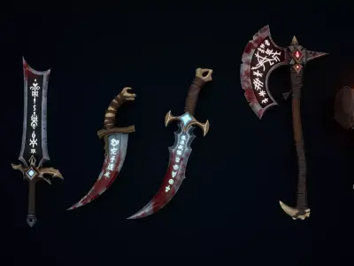 Stylized Weapons 3D Models pack Low-poly 3D model