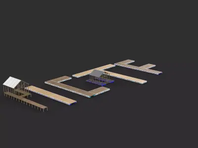 7 set of scaffolding tower Industrial stair floating doc   3D model