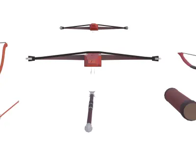 Medieval long range pack 7 items Low-poly 3D model