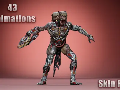Cyborg Mutant2 Low-poly 3D model