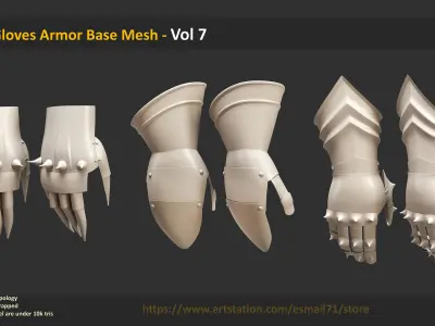 15 Gloves Armor Base Mesh - Vol 7 Low-poly 3D model