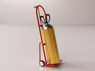 Gas Cylinder on Handtruck 3D model