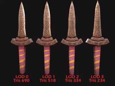 Medieval Dagger Short Sword Weapon Armory Low-poly 3D model
