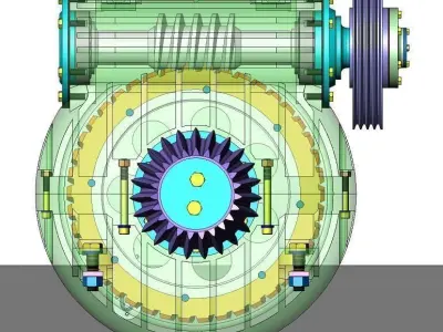 Worm gear a sectoional 3D model