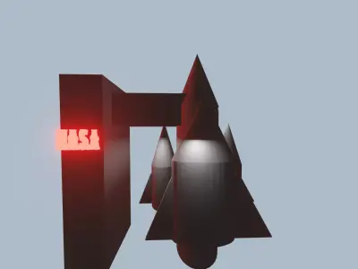 a SPACESHIP rocket with light 3D model
