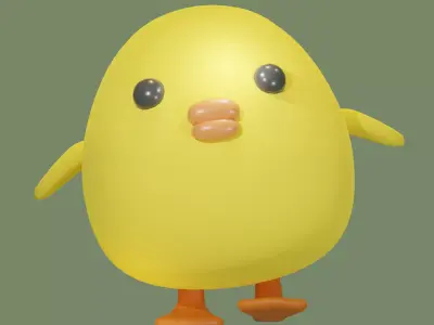 Rigged Duck Cartoon Character Low-poly 3D model