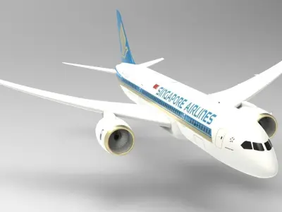 Airplane blue sky Low-poly 3D model