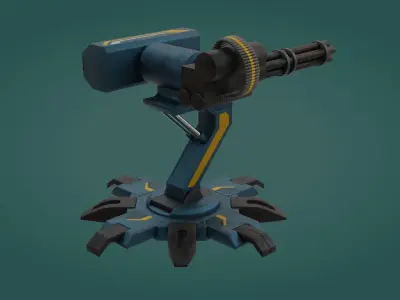 Sci-fi Turret - Low Poly - Game Ready - PBR Low-poly 3D model