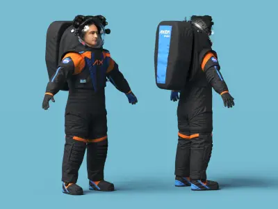 Astronaut Wearing NASA Axiom Spacesuit Rigged 3D model
