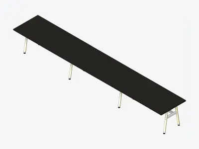 Desk - Timberline - Workstation - Sgl - Side - 3 - Person - Low Low-poly 3D model