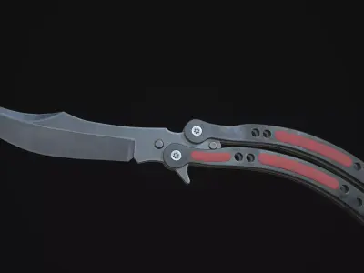 Butterfly knife Low-poly 3D model 3