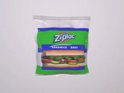 Food storage bags foil and plastic wraps - Ziploc Sandwich Bags Low-poly 3D model