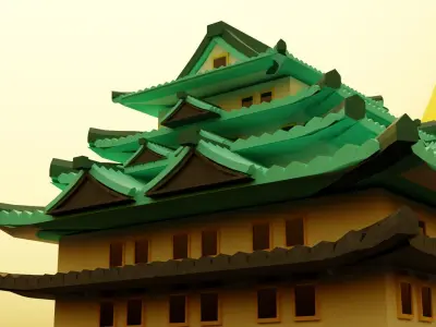Japanese fortress or castle Low-poly 3D model