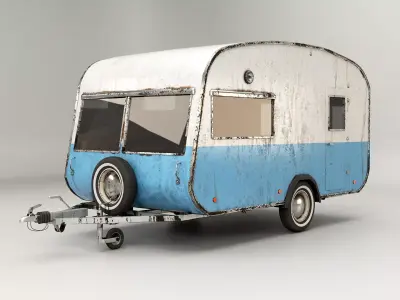 Aged Classic Vintage Camping Caravan Low-poly 3D model