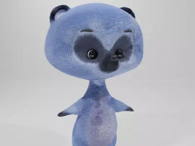 baby bear character Low-poly 3D model