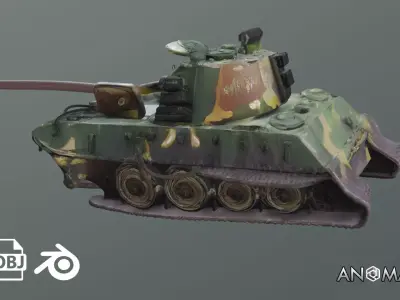destroyed tank Low-poly 3D model