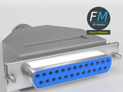 DB-25 Female D-Sub Connector 3D model